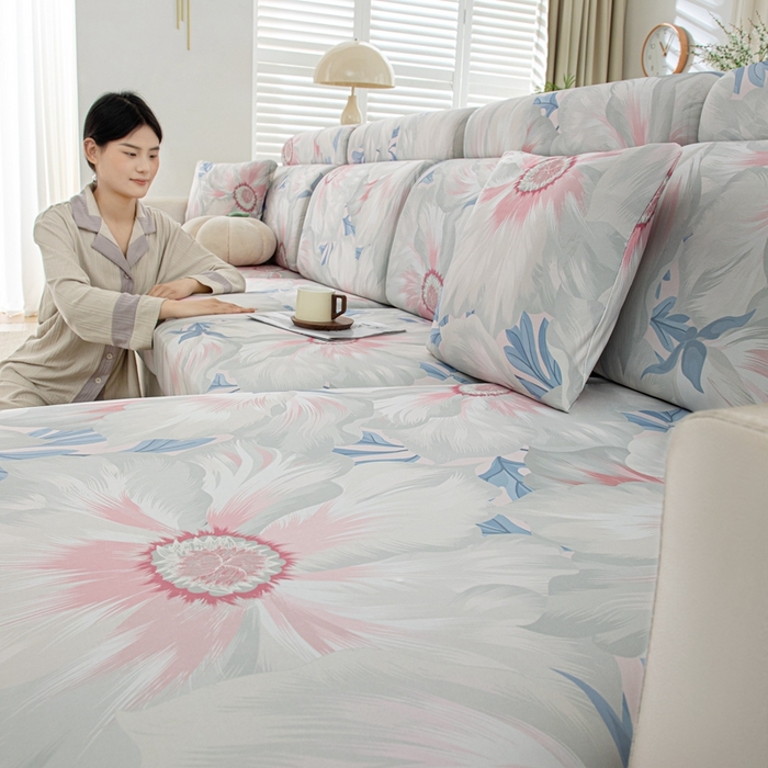 91家纺网 家纺一手货源 找家纺 沐沐2026新款冰丝印花沙发笠 花苑