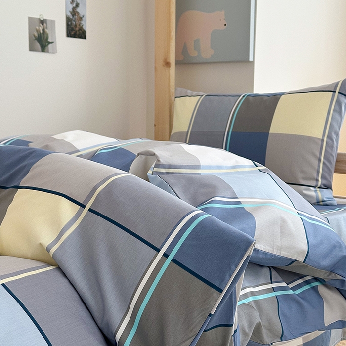 91家纺网 家纺一手货源 找家纺 天之爱2025新款全棉13372学生宿舍上下铺三件套多件套 米洛蓝