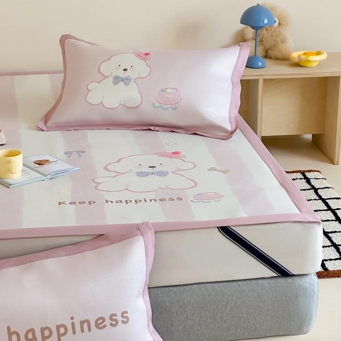 91家纺网 家纺一手货源 找家纺 觅糖家纺2025新款韩系数码卡通印花冰藤席 冰藤席-云朵狗