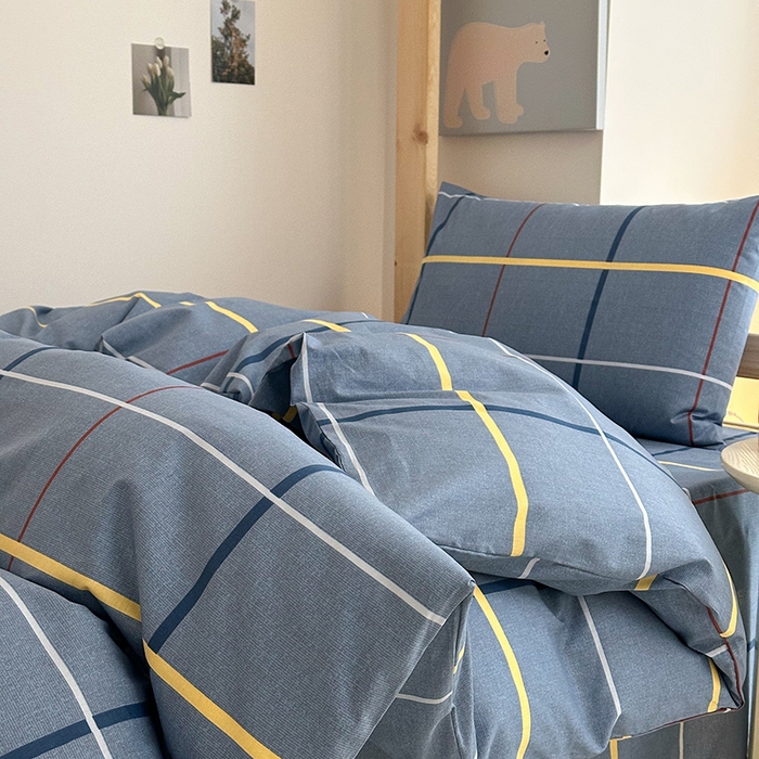 91家纺网 家纺一手货源 找家纺 天之爱2025新款全棉13372学生宿舍上下铺三件套多件套 经典蓝