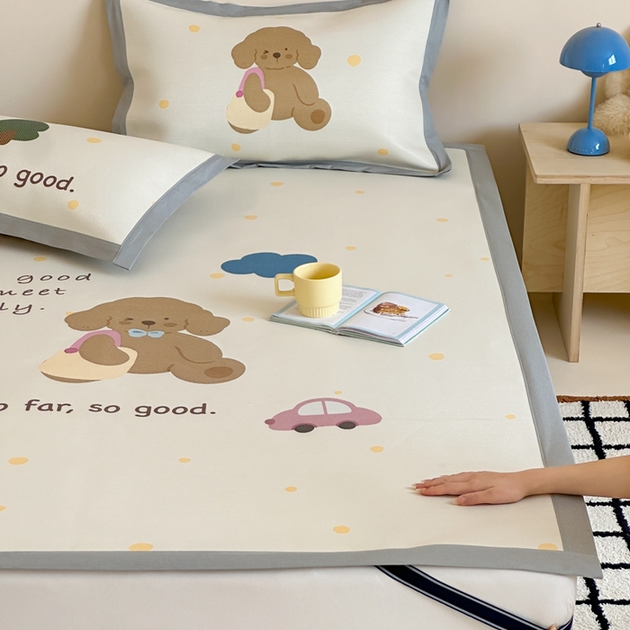 91家纺网 家纺一手货源 找家纺 觅糖家纺2025新款韩系数码卡通印花冰藤席 冰藤席-晴天狗