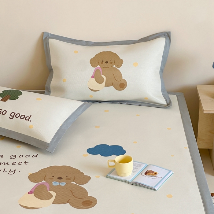 91家纺网 家纺一手货源 找家纺 觅糖家纺2025新款韩系数码卡通印花冰藤席 冰藤席-晴天狗