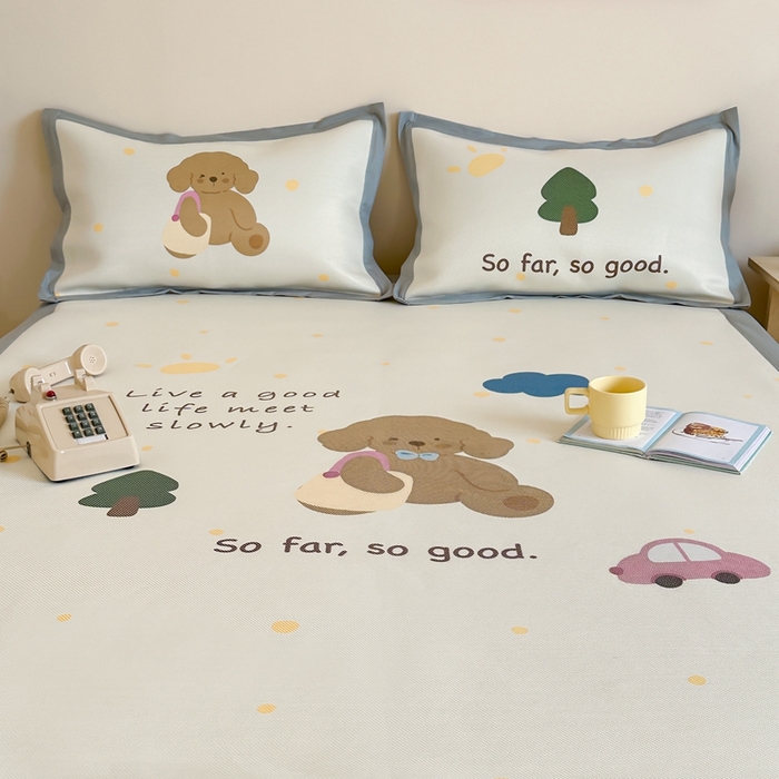 91家纺网 家纺一手货源 找家纺 觅糖家纺2025新款韩系数码卡通印花冰藤席 冰藤席-晴天狗