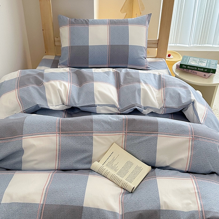 91家纺网 家纺一手货源 找家纺 天之爱2025新款全棉13372学生宿舍上下铺三件套多件套 蓝兮