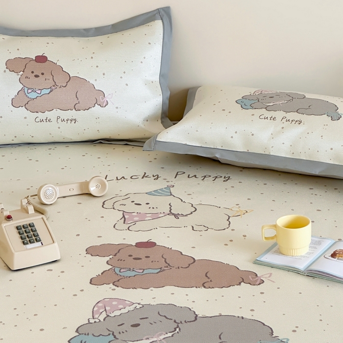 91家纺网 家纺一手货源 找家纺 觅糖家纺2025新款韩系数码卡通印花冰藤席 冰藤席-瞌睡狗