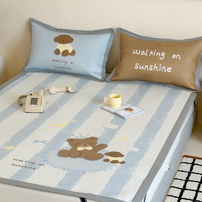 91家纺网 家纺一手货源 找家纺 觅糖家纺2025新款韩系数码卡通印花冰藤席 冰藤席-巧克力熊