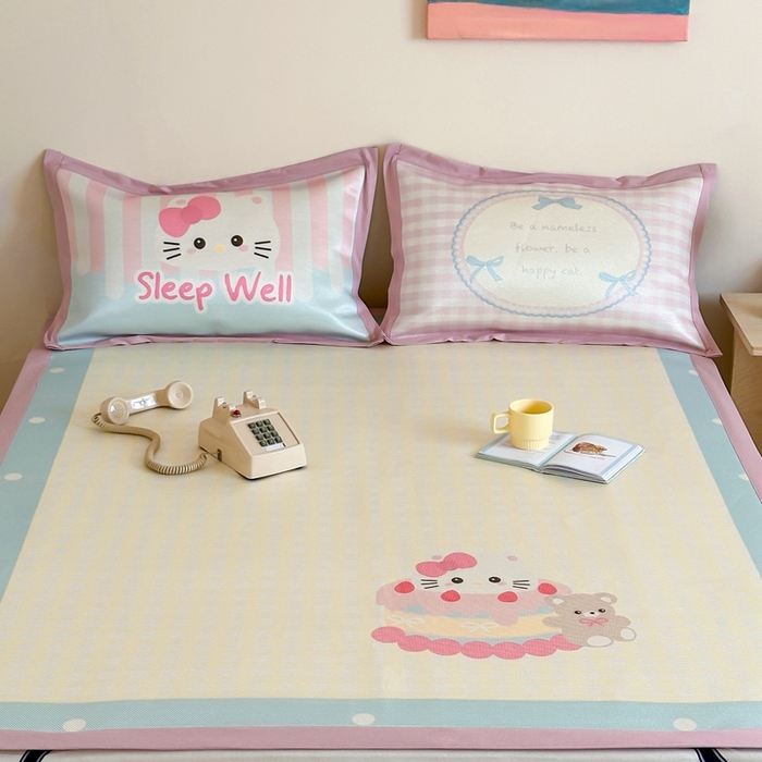 91家纺网 家纺一手货源 找家纺 觅糖家纺2025新款韩系数码卡通印花冰藤席 冰藤席-生日派对