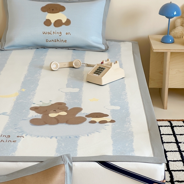 91家纺网 家纺一手货源 找家纺 觅糖家纺2025新款韩系数码卡通印花冰藤席 冰藤席-巧克力熊