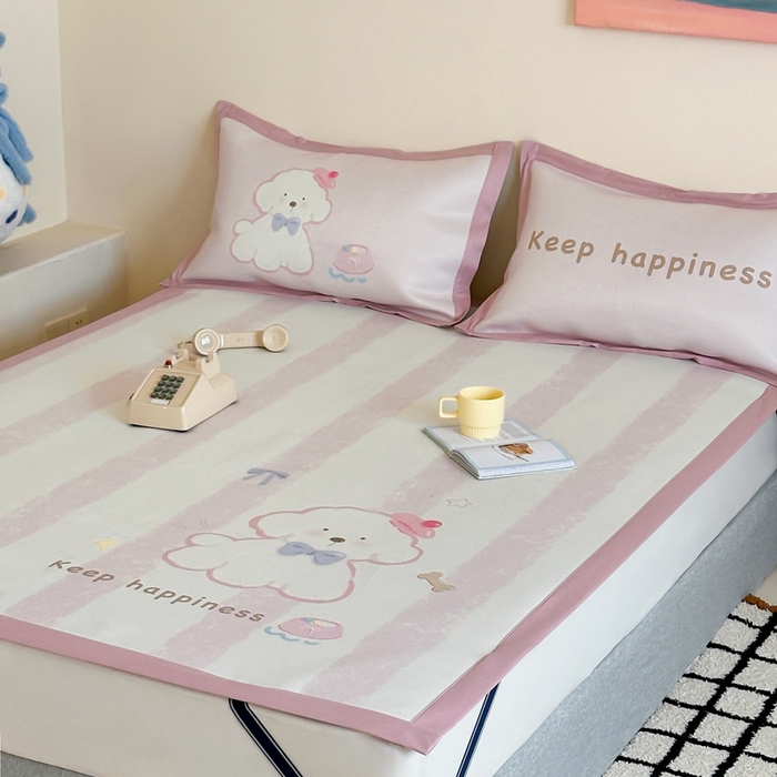 91家纺网 家纺一手货源 找家纺 觅糖家纺2025新款韩系数码卡通印花冰藤席 冰藤席-云朵狗