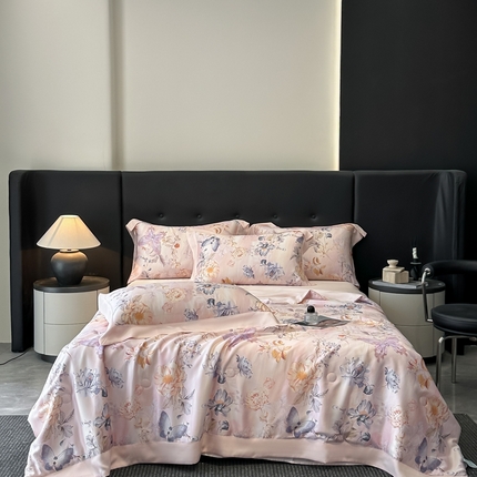 博纳家纺 2025新款天丝夏被四件套-半夏 花舞蝶