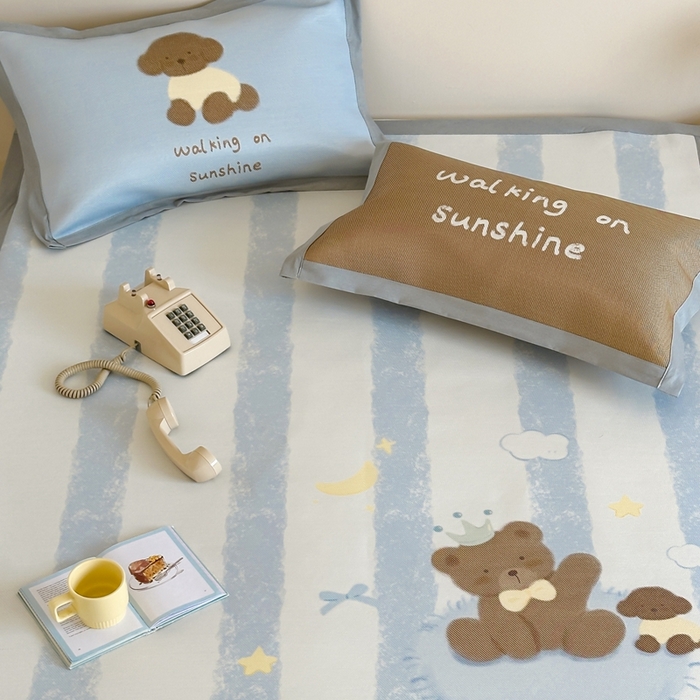 91家纺网 家纺一手货源 找家纺 觅糖家纺2025新款韩系数码卡通印花冰藤席 冰藤席-巧克力熊