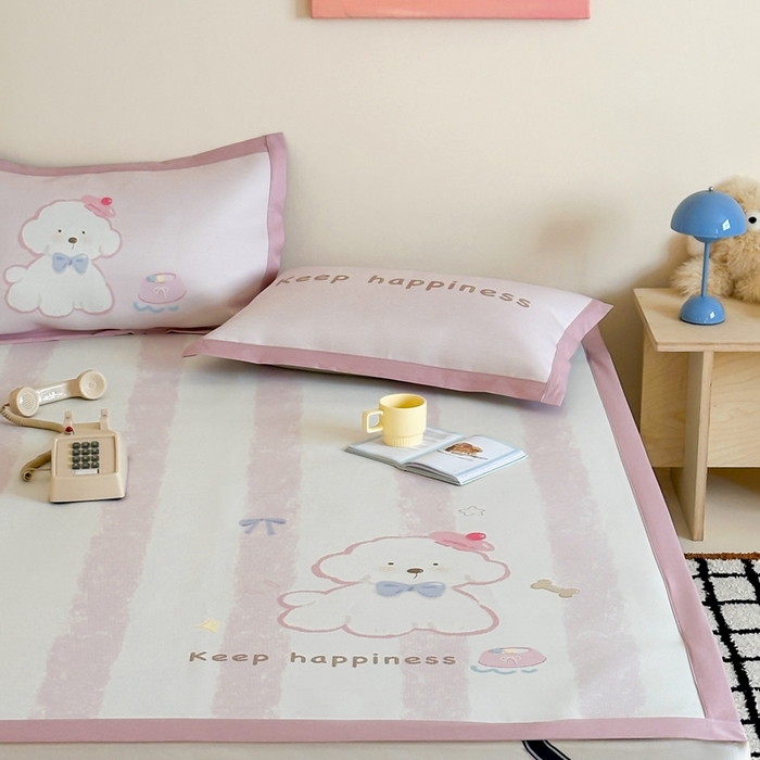 91家纺网 家纺一手货源 找家纺 觅糖家纺2025新款韩系数码卡通印花冰藤席 冰藤席-云朵狗