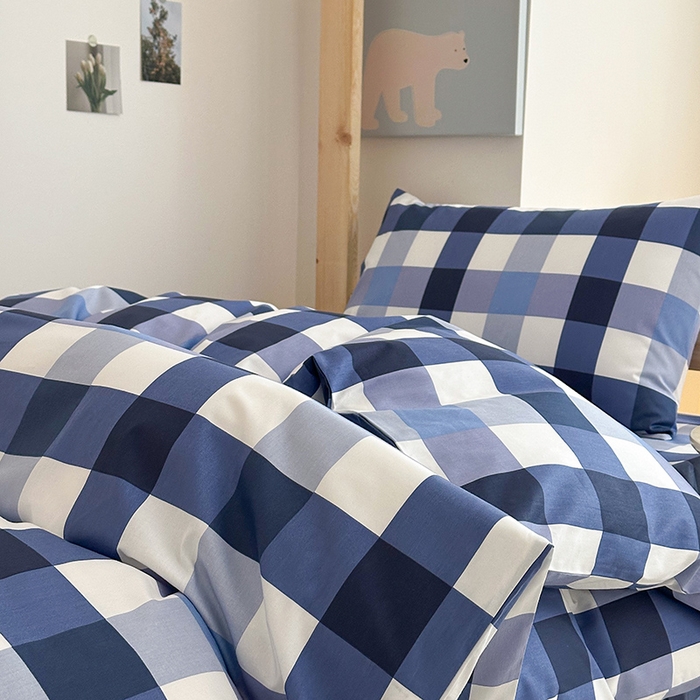 91家纺网 家纺一手货源 找家纺 天之爱2025新款全棉13372学生宿舍上下铺三件套多件套 蓝韵