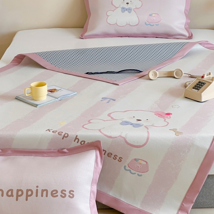 91家纺网 家纺一手货源 找家纺 觅糖家纺2025新款韩系数码卡通印花冰藤席 冰藤席-云朵狗