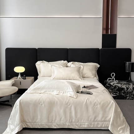 91家纺网 家纺一手货源 找家纺 （总）博纳家纺 2025新款色织提花拼角嵌绳夏被四件套-山水