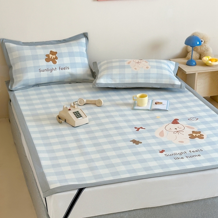 91家纺网 家纺一手货源 找家纺 觅糖家纺2025新款韩系数码卡通印花冰藤席 冰藤席-礼帽兔