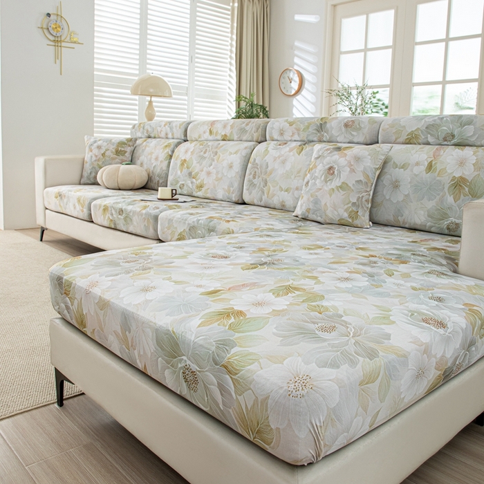 91家纺网 家纺一手货源 找家纺 沐沐2026新款冰丝印花沙发笠 花野