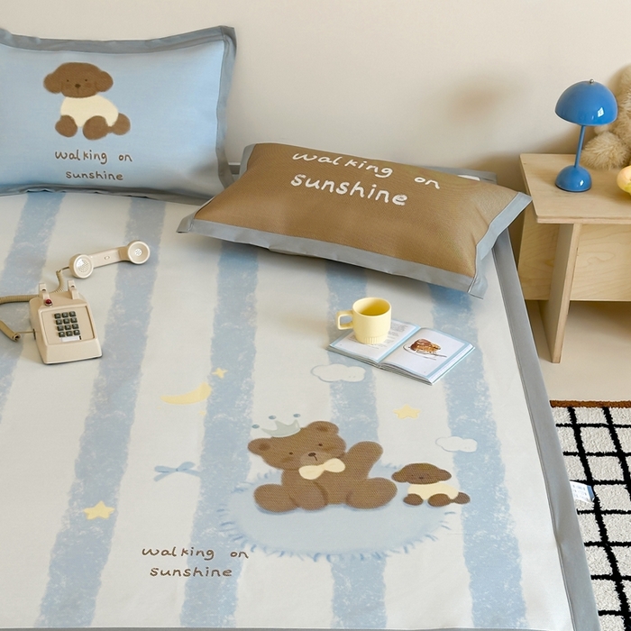 91家纺网 家纺一手货源 找家纺 觅糖家纺2025新款韩系数码卡通印花冰藤席 冰藤席-巧克力熊