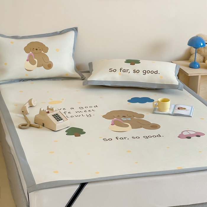 91家纺网 家纺一手货源 找家纺 觅糖家纺2025新款韩系数码卡通印花冰藤席 冰藤席-晴天狗