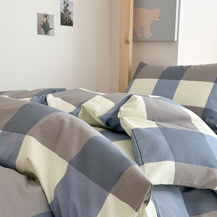 91家纺网 家纺一手货源 找家纺 天之爱2025新款全棉13372学生宿舍上下铺三件套多件套 格调蓝