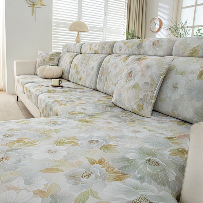 91家纺网 家纺一手货源 找家纺 沐沐2026新款冰丝印花沙发笠 花野