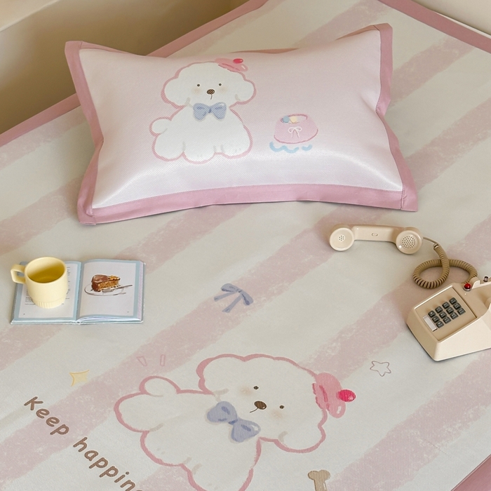 91家纺网 家纺一手货源 找家纺 觅糖家纺2025新款韩系数码卡通印花冰藤席 冰藤席-云朵狗