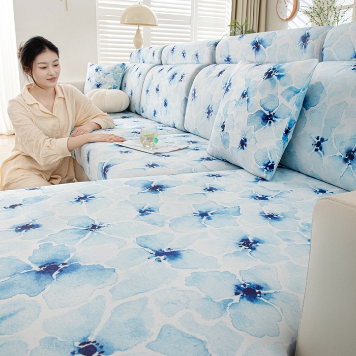 91家纺网 家纺一手货源 找家纺 沐沐2026新款冰丝印花沙发笠 花丛