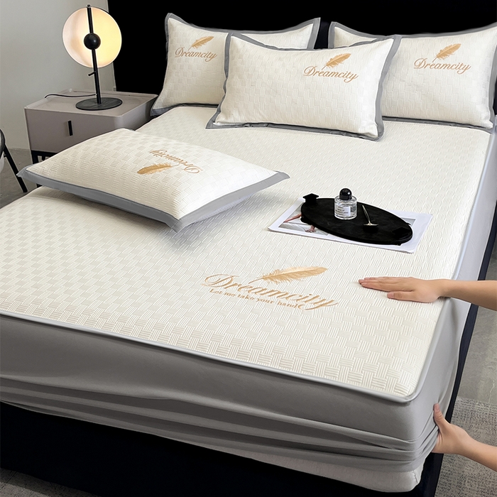 91家纺网 家纺一手货源 找家纺 如一2025新款A类刺绣PE中分子冰豆豆凉感软席-都市系列 都市-珍珠白