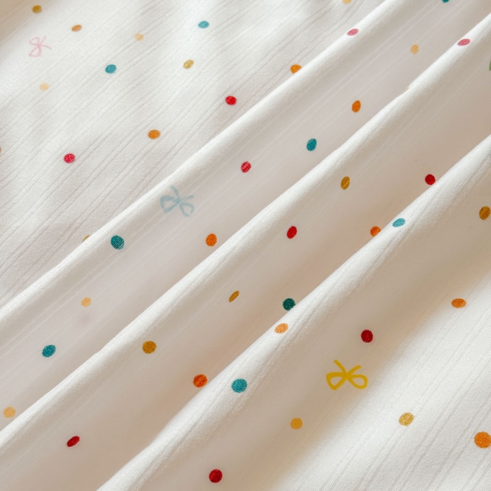 91家纺网 家纺一手货源 找家纺 可可家纺 2025新款亲肤有氧提花小竺棉四件套 彩色波点