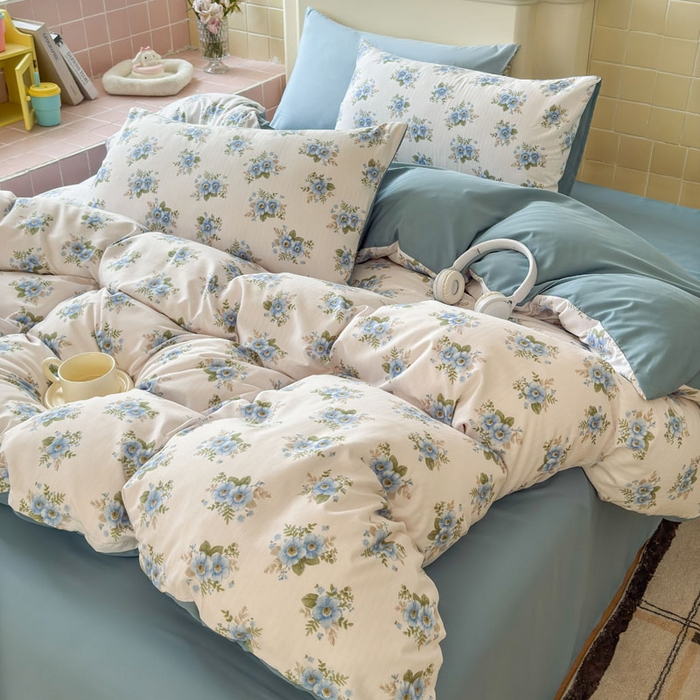 91家纺网 家纺一手货源 找家纺 可可家纺 2025新款亲肤有氧提花小竺棉四件套 芳华兰