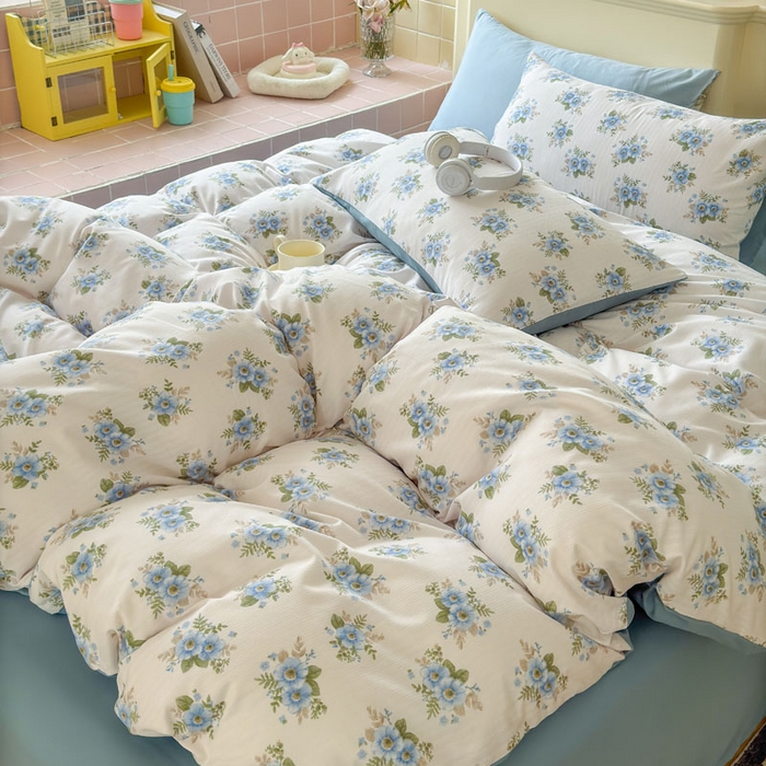 91家纺网 家纺一手货源 找家纺 可可家纺 2025新款亲肤有氧提花小竺棉四件套 芳华兰