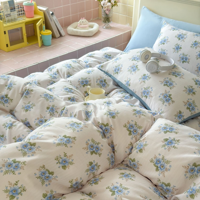 91家纺网 家纺一手货源 找家纺 可可家纺 2025新款亲肤有氧提花小竺棉四件套 芳华兰