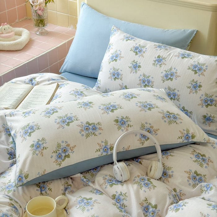 91家纺网 家纺一手货源 找家纺 可可家纺 2025新款亲肤有氧提花小竺棉四件套 芳华兰