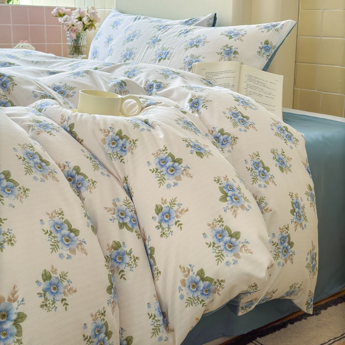 91家纺网 家纺一手货源 找家纺 可可家纺 2025新款亲肤有氧提花小竺棉四件套 芳华兰