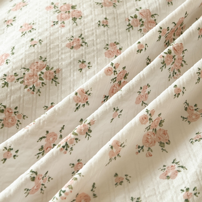 91家纺网 家纺一手货源 找家纺 可可家纺 2025新款亲肤有氧提花小竺棉四件套 粉佳人