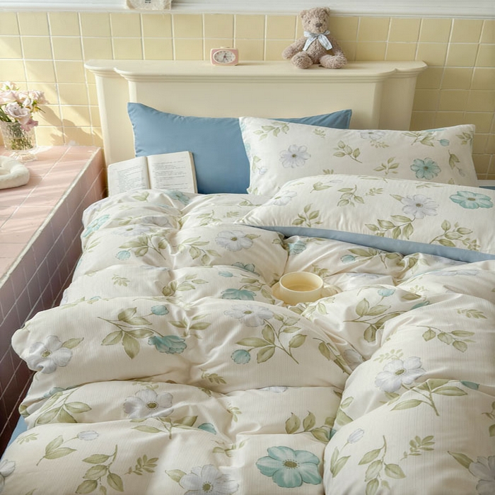 91家纺网 家纺一手货源 找家纺 可可家纺 2025新款亲肤有氧提花小竺棉四件套 花香馥郁