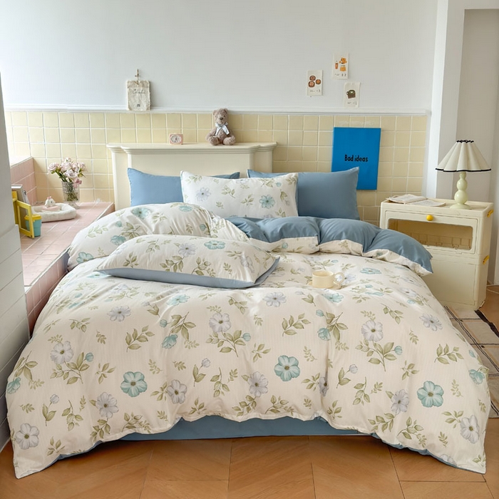 91家纺网 家纺一手货源 找家纺 可可家纺 2025新款亲肤有氧提花小竺棉四件套 花香馥郁