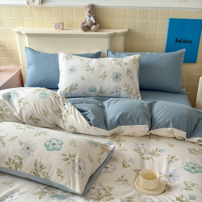 91家纺网 家纺一手货源 找家纺 可可家纺 2025新款亲肤有氧提花小竺棉四件套 花香馥郁