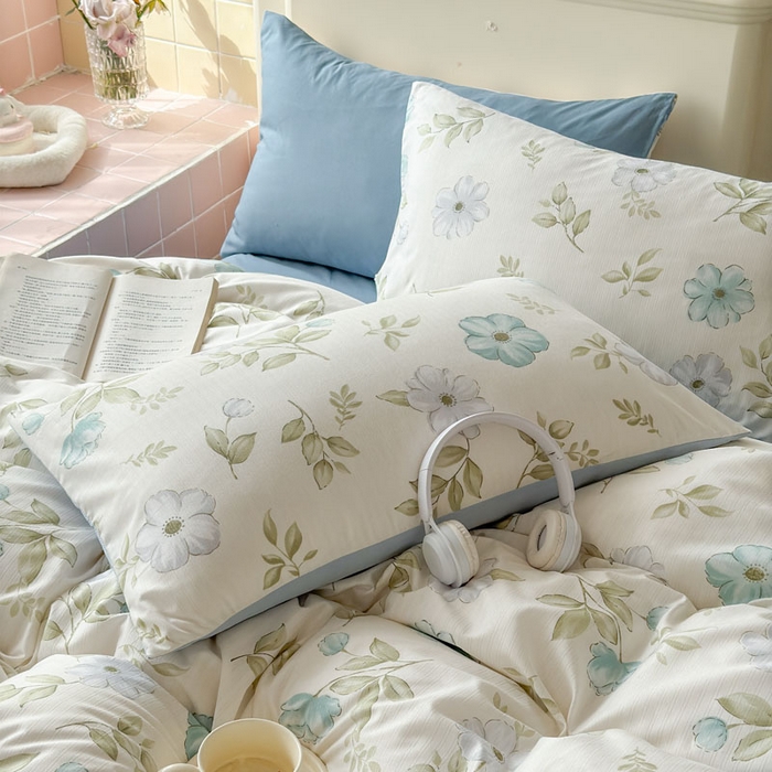 91家纺网 家纺一手货源 找家纺 可可家纺 2025新款亲肤有氧提花小竺棉四件套 花香馥郁