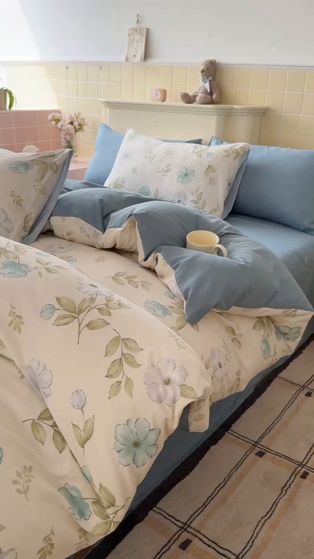 91家纺网 家纺一手货源 找家纺 可可家纺 2025新款亲肤有氧提花小竺棉四件套 花香馥郁