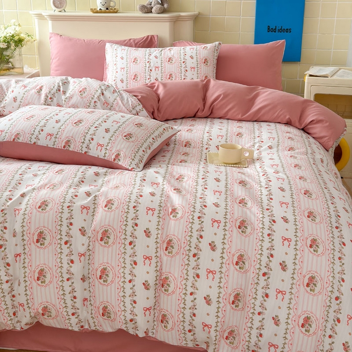 91家纺网 家纺一手货源 找家纺 可可家纺 2025新款亲肤有氧提花小竺棉四件套 花园秘境