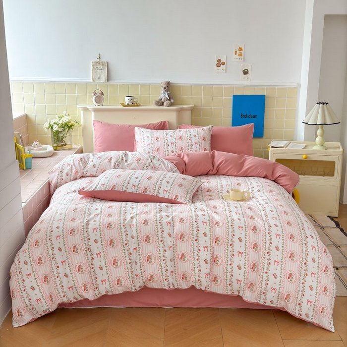 91家纺网 家纺一手货源 找家纺 可可家纺 2025新款亲肤有氧提花小竺棉四件套 花园秘境