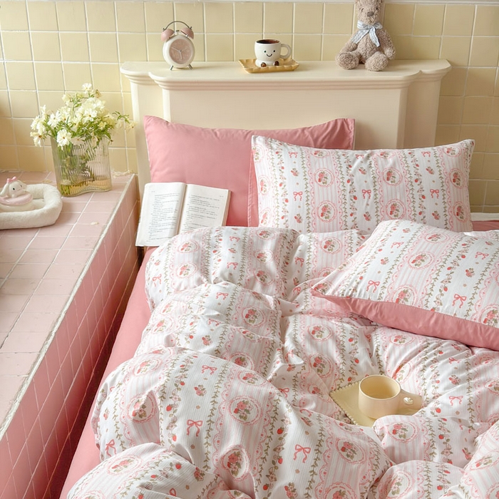 91家纺网 家纺一手货源 找家纺 可可家纺 2025新款亲肤有氧提花小竺棉四件套 花园秘境