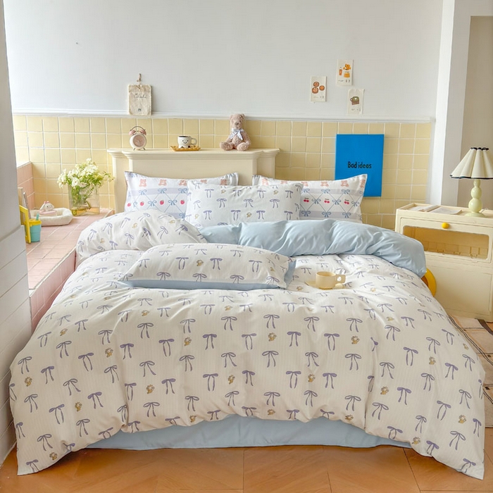 91家纺网 家纺一手货源 找家纺 可可家纺 2025新款亲肤有氧提花小竺棉四件套 且听风铃