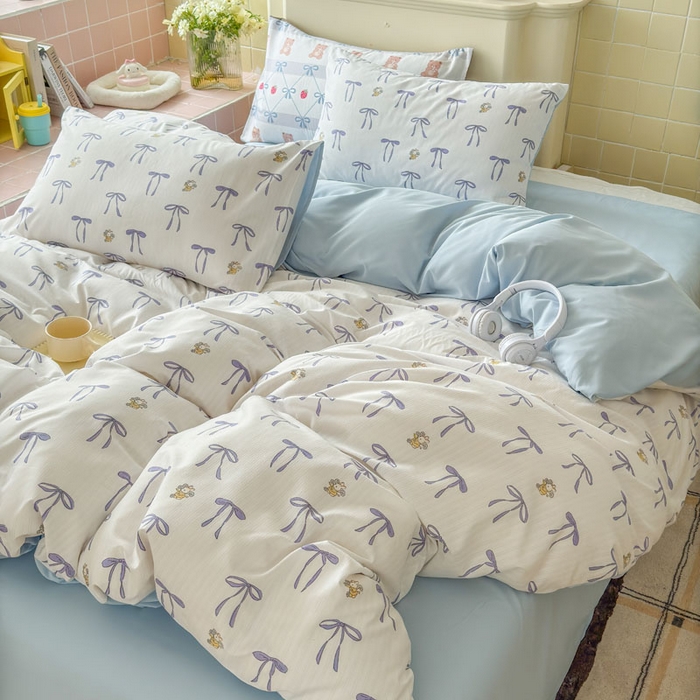 91家纺网 家纺一手货源 找家纺 可可家纺 2025新款亲肤有氧提花小竺棉四件套 且听风铃