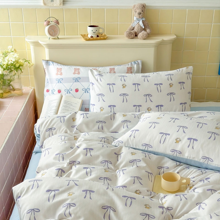 91家纺网 家纺一手货源 找家纺 可可家纺 2025新款亲肤有氧提花小竺棉四件套 且听风铃