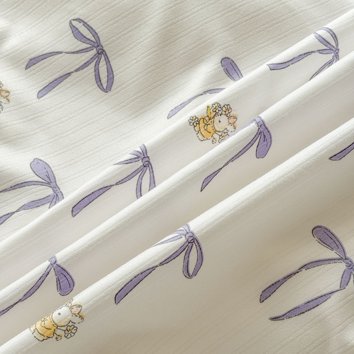 91家纺网 家纺一手货源 找家纺 可可家纺 2025新款亲肤有氧提花小竺棉四件套 且听风铃