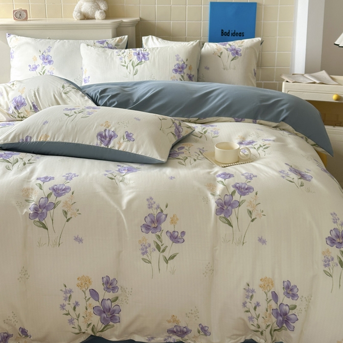 91家纺网 家纺一手货源 找家纺 可可家纺 2025新款亲肤有氧提花小竺棉四件套 如梦花馨