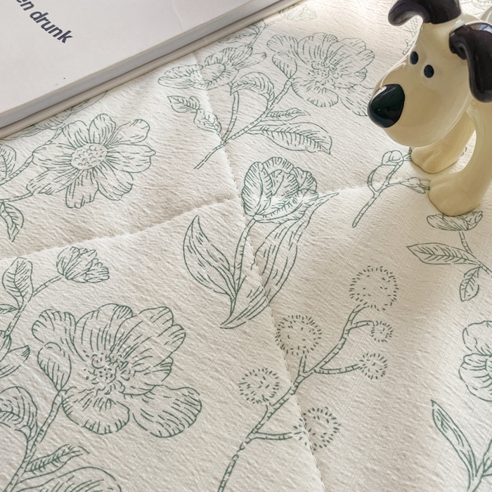 91家纺网 家纺一手货源 找家纺 云玲时尚 2025新款云感双层纱床盖夏被四件套 花开漫漫