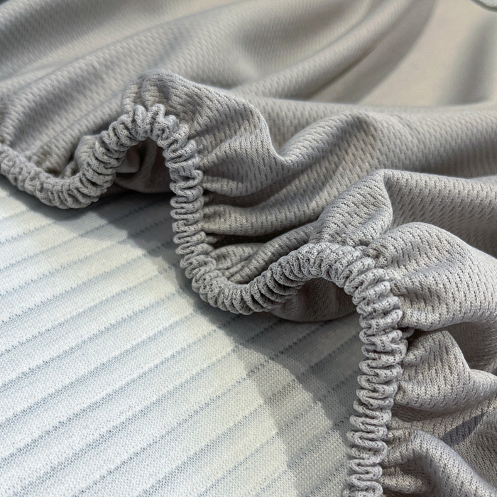 91家纺网 家纺一手货源 找家纺 如一 2025春夏新款A类卡通刺绣PE中分子冰豆豆凉感软席凉席席子 床笠款-可爱猫蓝